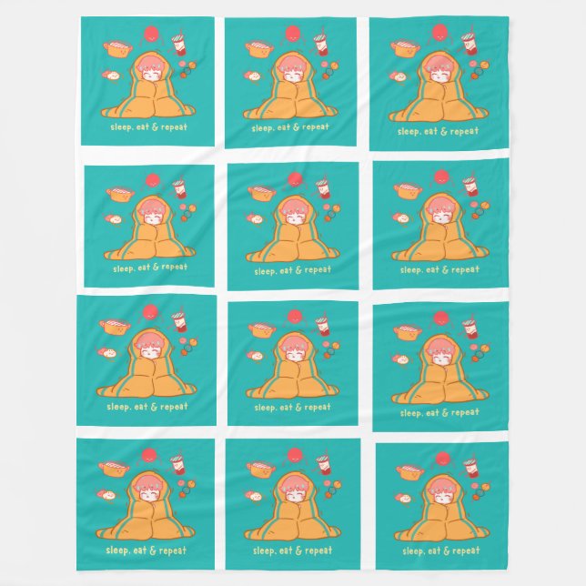 Schlaf-, Ess- und Wiederholungs-Blanket-Design Fleecedecke (Vorderseite)