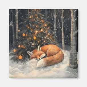 Schlaf Fox Whimsical Rustikale Weihnachten Magnet