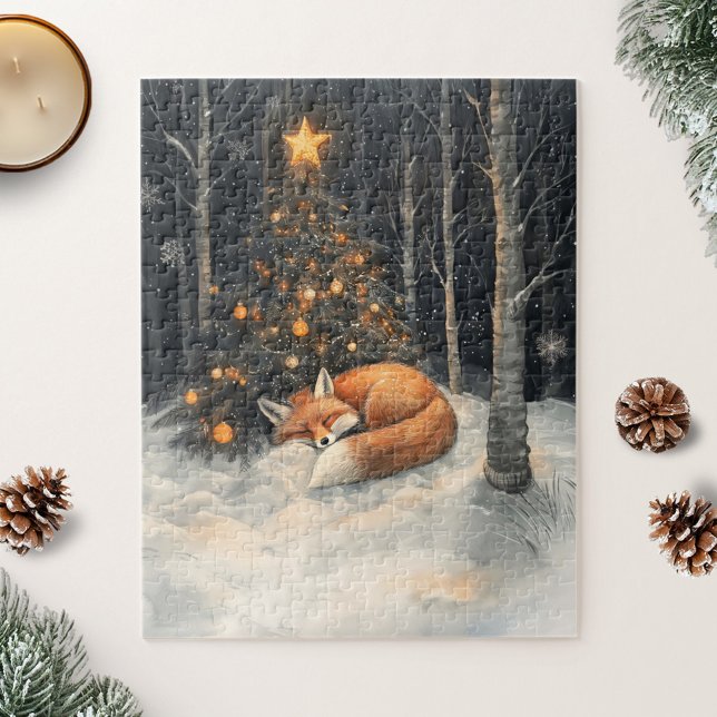Schlaf Fox Whimsical Rustikale Weihnachten Puzzle (Von Creator hochgeladen)