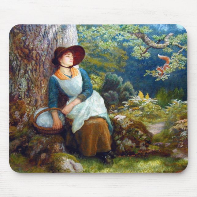 Schlaf im Wald (von Arthur Hughes) Mousepad (Vorne)