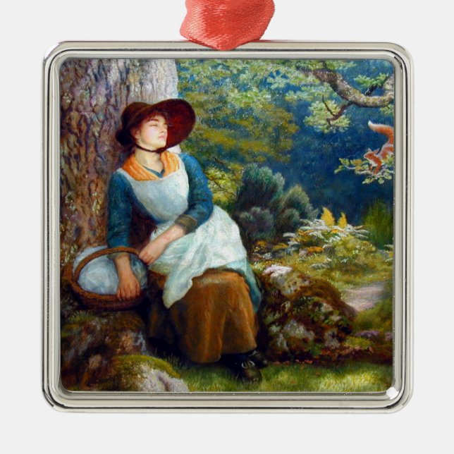 Schlaf im Wald (von Arthur Hughes) Ornament Aus Metall (Vorne)