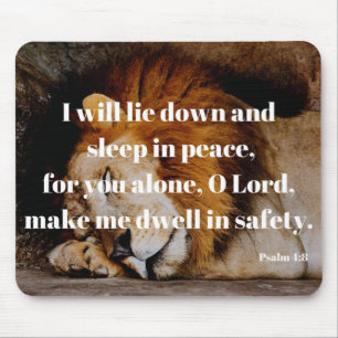 Schlaf in der Peace Bible Verse Psalm 4:8 Mousepad