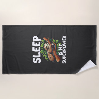 Schlaf ist mein Superkraft Faultier T-Shirt Strandtuch