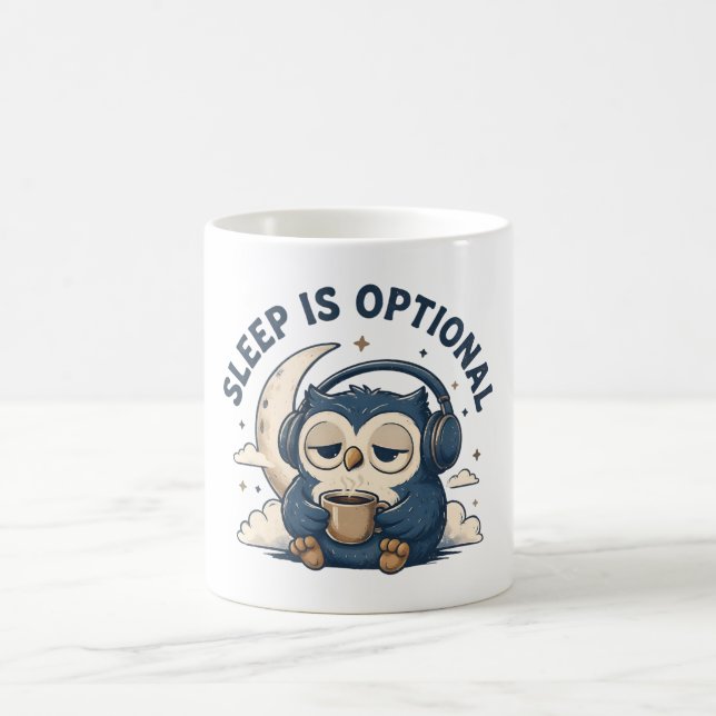 Schlaf ist optional Süße Eule Kaffee Liebhaber Kaffeetasse (Mittel)