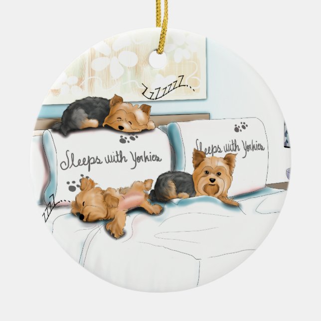 Schlaf mit Yorkies durch Catia Cho Keramik Ornament (Vorne)