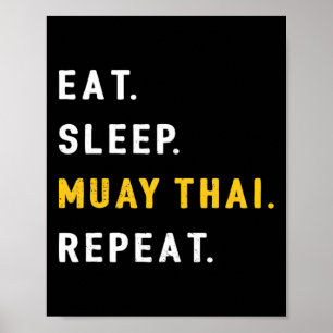 Schlaf Muay Thai Lustig Mma Kickboxen Essen  Poster