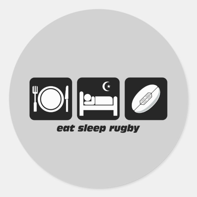 Schlaf Rugby essen Runder Aufkleber (Vorderseite)