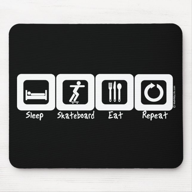 Schlaf-Skateboard essen Wiederholung Mousepad (Vorne)