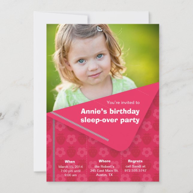 Schlaf über den Party Einladungen der Kinder - (Vorderseite)