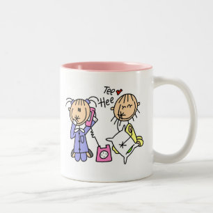 Schlaf über Mädchen auf der Telefon-Tasse Zweifarbige Tasse