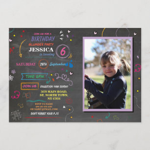 Schlaf über Slumber Geburtstagsparty Sketch Foto Einladung