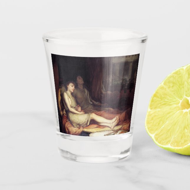 Schlaf und sein halber Bruder Tod (Kummer) Schnapsglas (Vorderseite)
