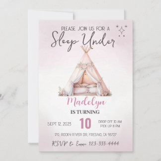Schlaf unter dem Boho Teepee-Schläfenleepover spät Einladung