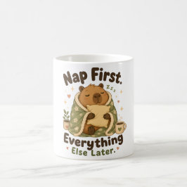 Schlaf zuerst süße Capybara Kawaii Kaffeetasse