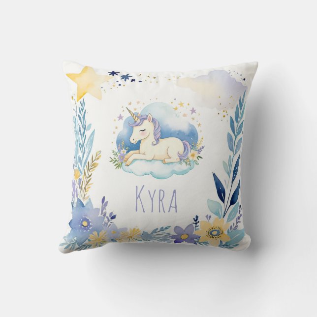 Schlafbaby Unicorn Boho Name Kinderzimmer Pillow Kissen (Rückseite)