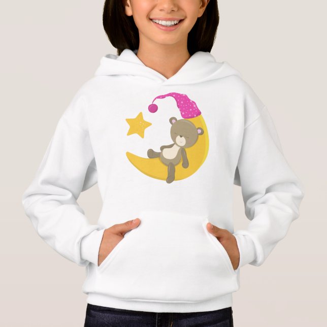 Schlafbär, Bär auf dem Mond, Niedlicher Bär Hoodie (Vorderseite)