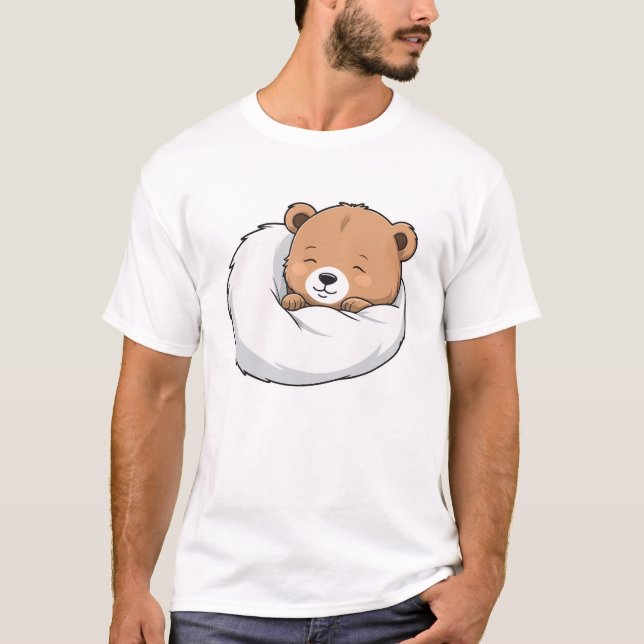Schlafbär mit Blanket a018 T-Shirt (Vorderseite)