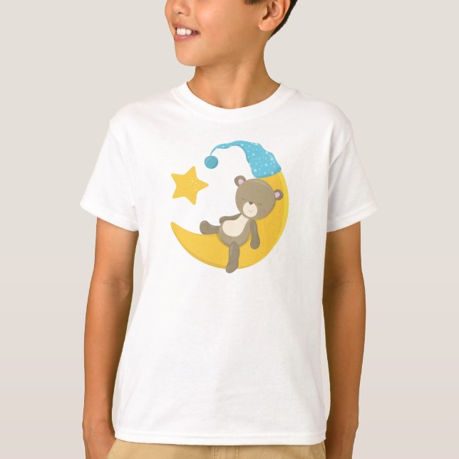 Schlafbär, Niedlicher Bär, Bär auf dem Mond T-Shirt (Vorderseite)
