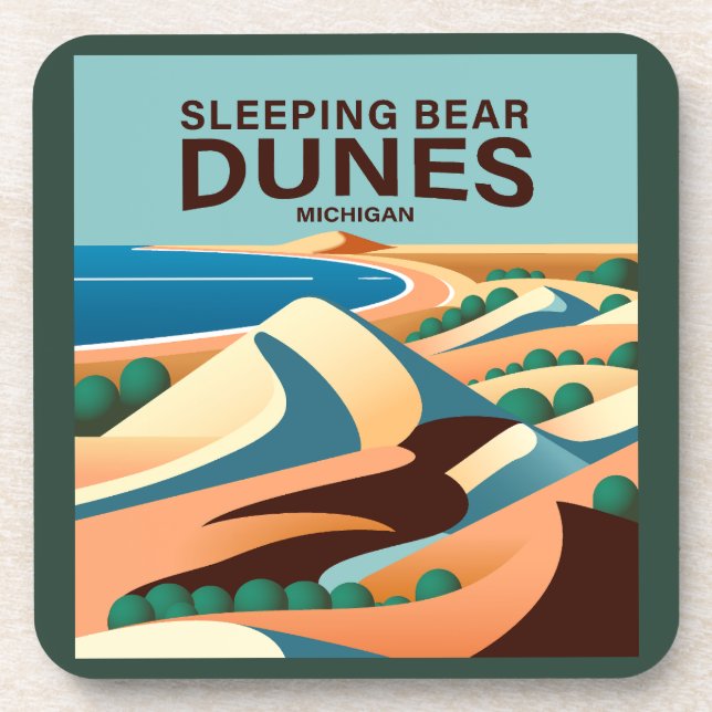 Schlafbear Dunes Michigan Getränkeuntersetzer (Vorderseite)
