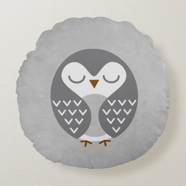 Schlafbird Gray Rundes Kissen (Vorderseite)
