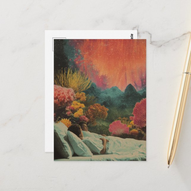 Schlafcouch unter dem Meer Surreal Mixed Media Postkarte (Vorderseite/Rückseite Beispiel)