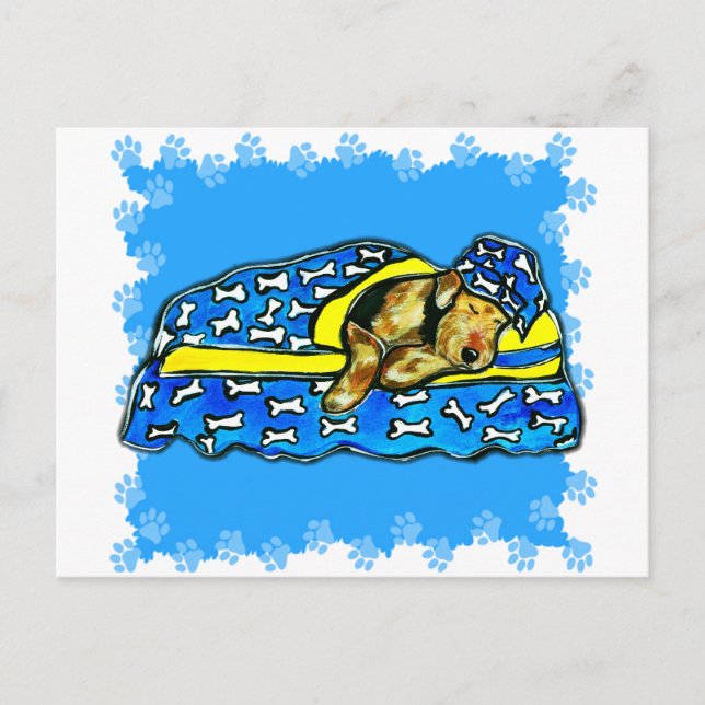 Schlafen Airedale Postkarte (Vorderseite)