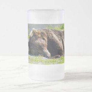 Schlafen Alaska Grizzly Bär Mattglas Bierglas