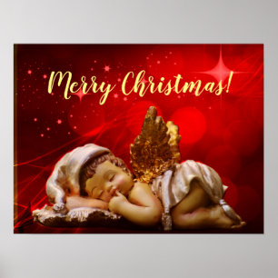 Schlafen Angel Baby Jesus Weihnachten Poster