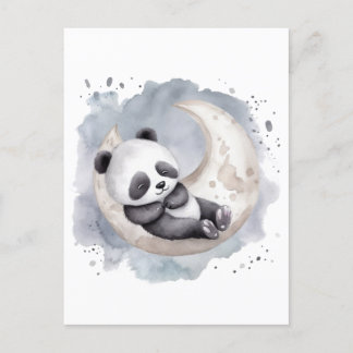 Schlafen Aquarell Crescent Moon Baby Panda Postkarte