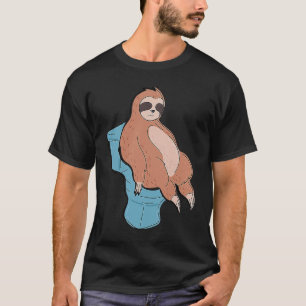Schlafen auf Toilette Niedliche Lazy Sloth T-Shirt