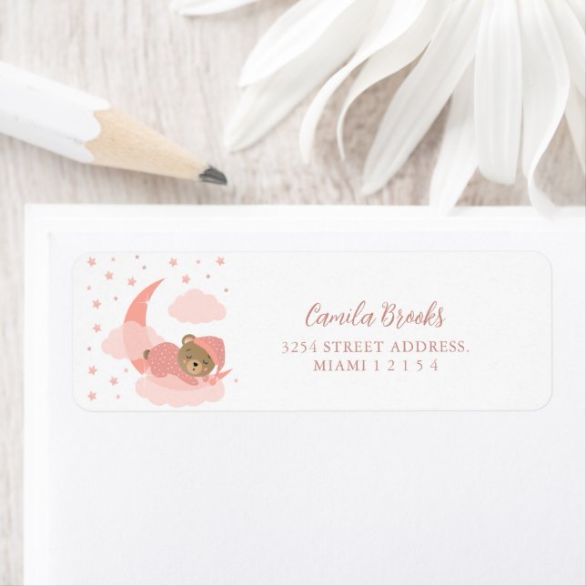 Schlafen Baby Bear auf rosafarbenem Mond und Cloud (Insitu)