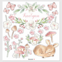 Schlafen Baby Deer Pink Mushroom Patch Set Stic