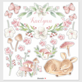 Schlafen Baby Deer Pink Mushroom Patch Set Stic Aufkleber