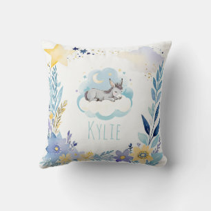 Schlafen Baby Donkey Boho Name Kinderzimmer Kissen