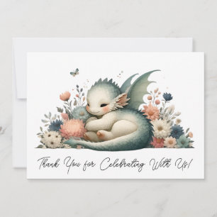 Schlafen Baby Dragon in einem Bett von Blume Viele Dankeskarte
