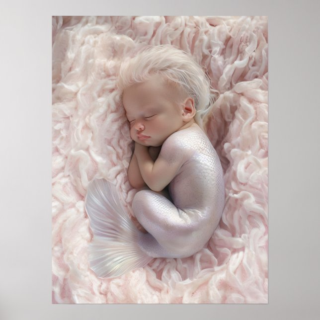 Schlafen Baby Mermaid Kinderzimmer Art Poster (Vorne)