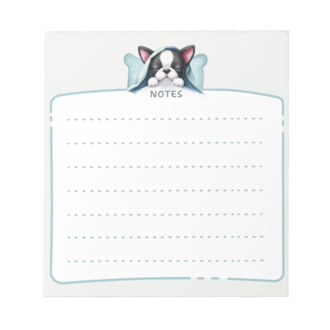 Schlafen Boston Terrier Notepad Notizblock (Vorderseite)