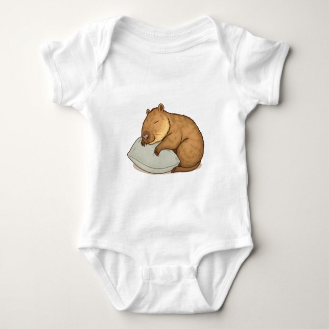 Schlafen Capybara Sleepybara Baby Strampler (Vorderseite)