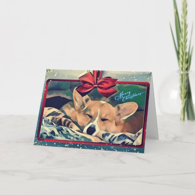 Schlafen Corgi Weihnachten (Vorderseite)