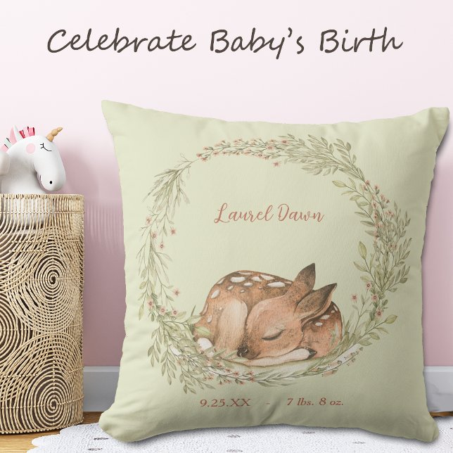 Schlafen Deer Fawn Spring Leaaath Kissen (Von Creator hochgeladen)