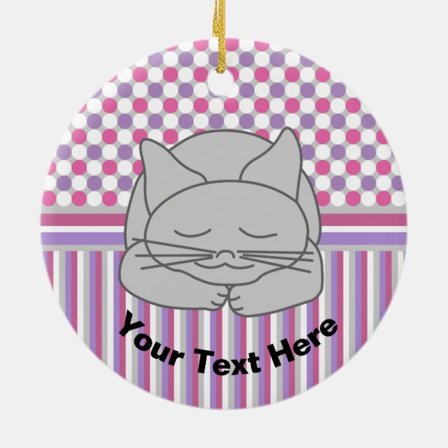 Schlafen Gray Cat Pattern Keramik Ornament (Hinten)
