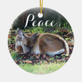 Schlafen Hirsche Natur Foto Frieden Urlaub Keramik Ornament
