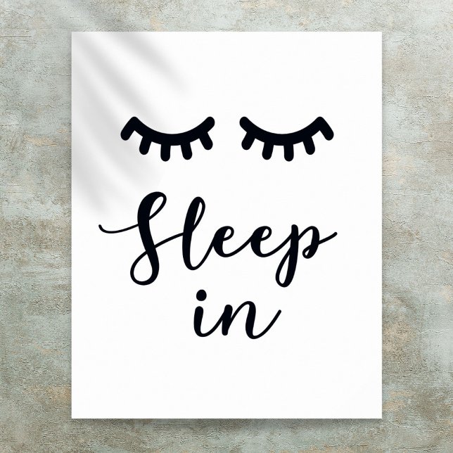 Schlafen im Schlafzimmer Eyelashes Poster (Sleep in Eyelashes Black And White Bedroom Poster)