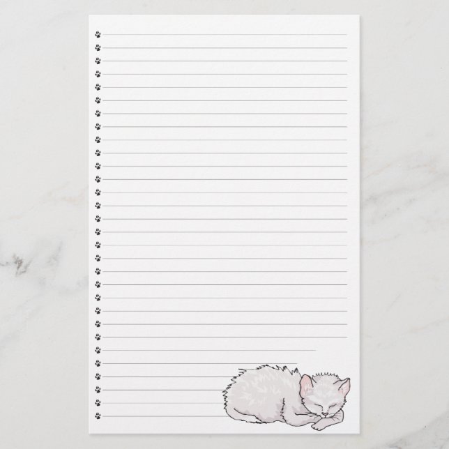Schlafen Kitty Lined Stationery Briefpapier (Vorderseite)