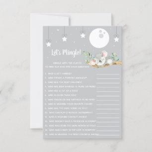 Schlafen Koala Baby Shower Game Let's Mingle! Einladung