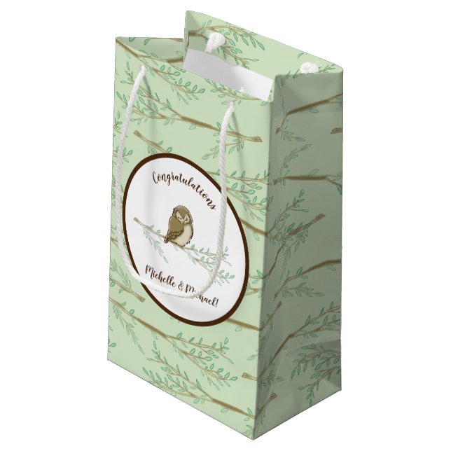 Schlafen mit Woodland Animal Baby Dusche Kleine Geschenktüte (Rückseite Schrägansicht)