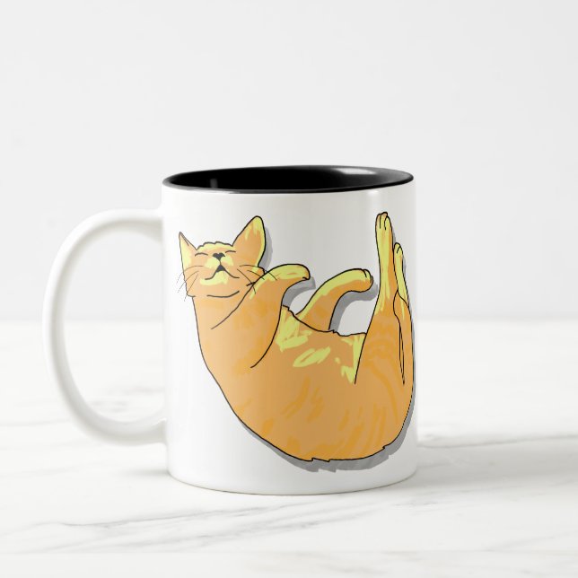 Schlafen orange und gelbe Katze Zweifarbige Tasse (Links)