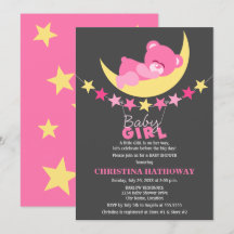 Schlafen Pink Girl Teddy Bear auf Moon Baby Dusche