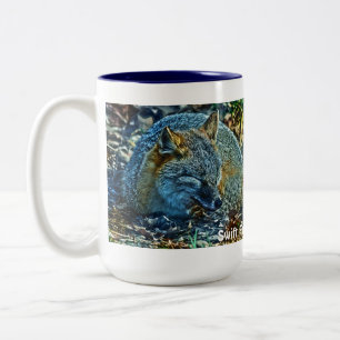 Schlafen Swift Fox Wildlife Art Tee oder Kaffee Ta Zweifarbige Tasse