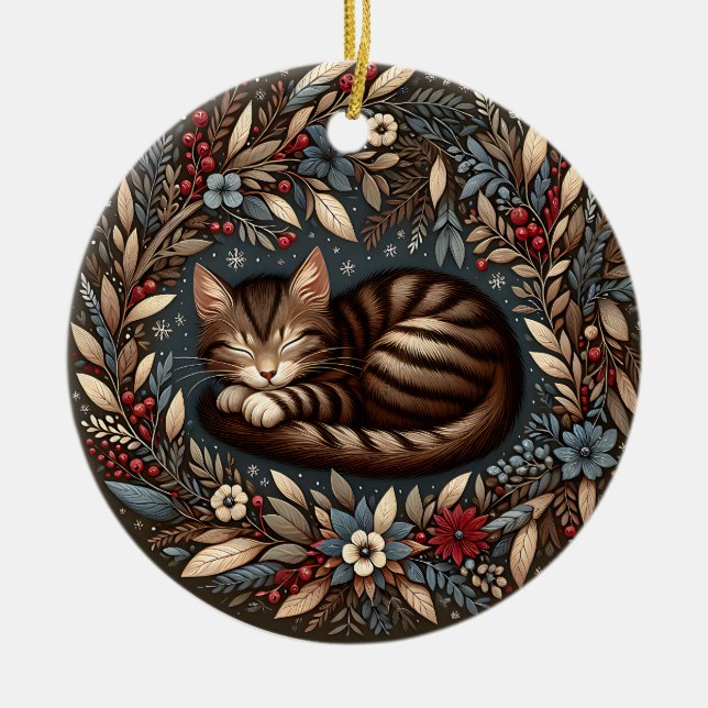 Schlafen Tabby Katze Ornament (Vorne)